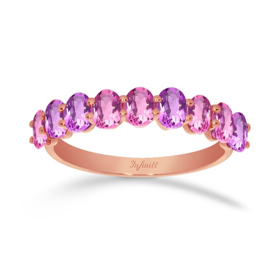 Joyeria Fina Infiniti Joyas Churumbelas | Churumbela Oro Rosa 14K - Zafiro Rosa 2.23 Ct Totales Y 2 Diamantes De 4 Puntos