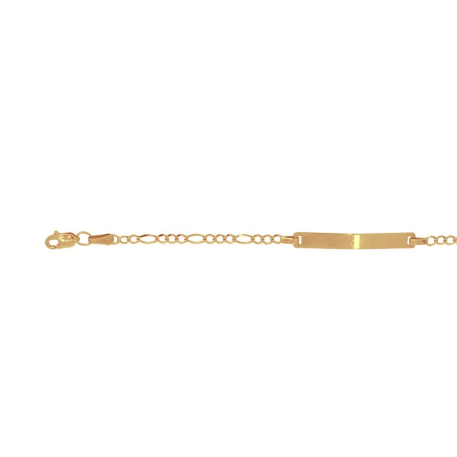 Joyeria Fina Infiniti Joyas Nino & Bebe | Esclava Oro 10K - Tejido Cartie Con Placa 14 Cm Largo