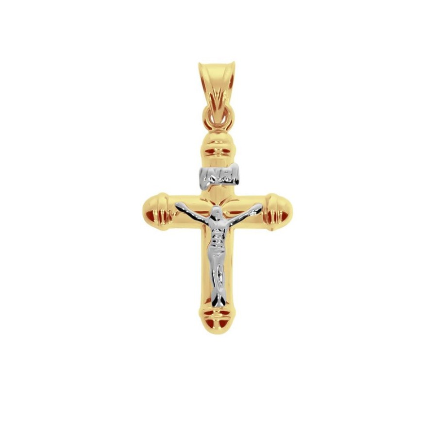 Joyeria Fina Infiniti Joyas Cruces | Cruz Oro 14K - Cristo Blanco, Alto 3 Cm, Ancho 1.7 Cm