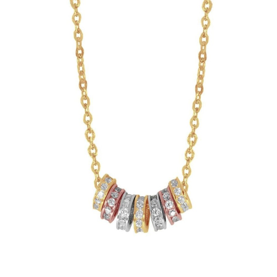 Joyeria Fina Infiniti Joyas Gargantillas | Gargantilla Oro Florentino 10K - Aros De La Suerte Con Zirconias 45 Cm Largo