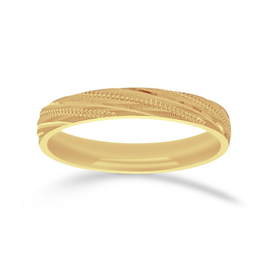 Joyeria Fina Infiniti Joyas Argollas Matrimoniales | Argolla Oro 14K - Acabado Facetado Con Confort, Ancho 3 Mm