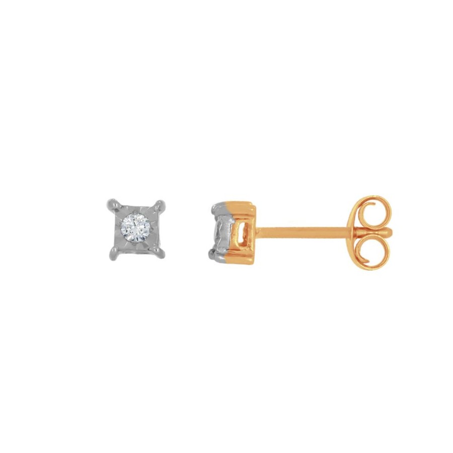 Joyeria Fina Infiniti Joyas Broqueles | Broqueles Oro 10K - Diamante 0.05 Ctw