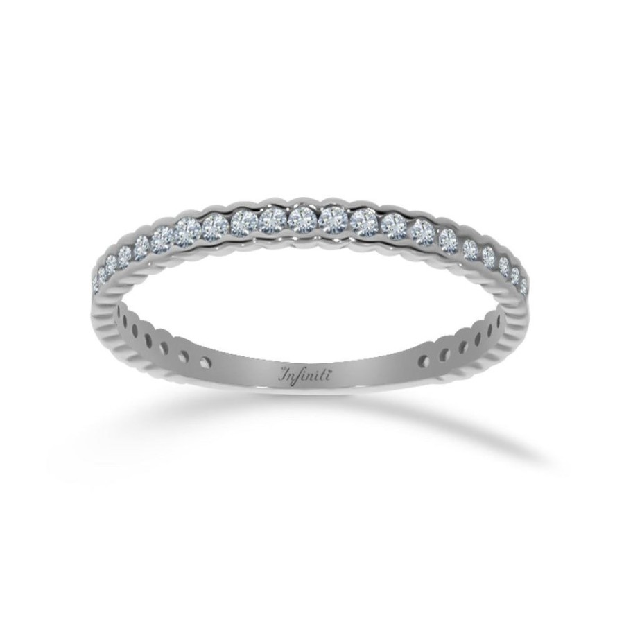 Joyeria Fina Infiniti Joyas Churumbelas | Churumbela Oro Blanco 10K, Pave Canal Zirconia 1 Mm