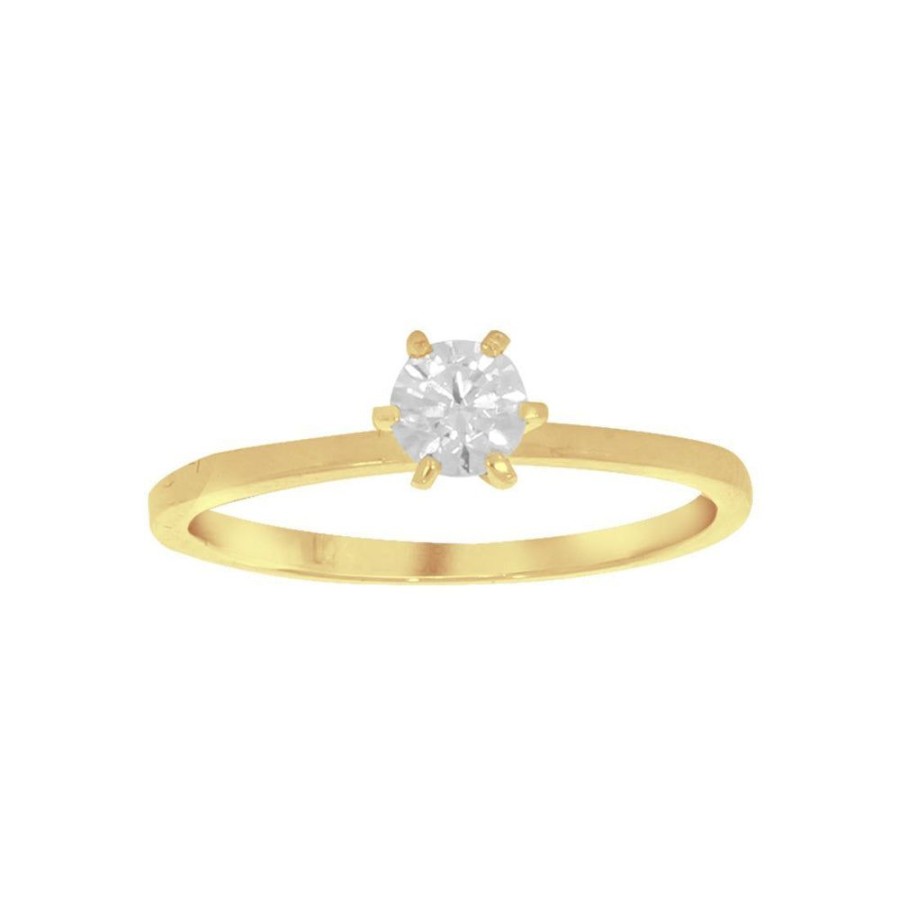 Joyeria Fina Infiniti Joyas Anillos De Compromiso | Anillo Oro 10K, Solitario Con Zirconia De 4 Mm