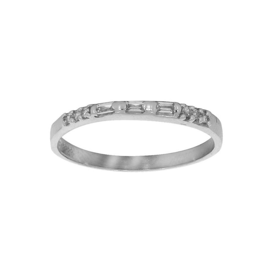 Joyeria Fina Infiniti Joyas Churumbelas | Churumbela Oro Blanco 10K, Con Zirconias Redonda Y Baguette