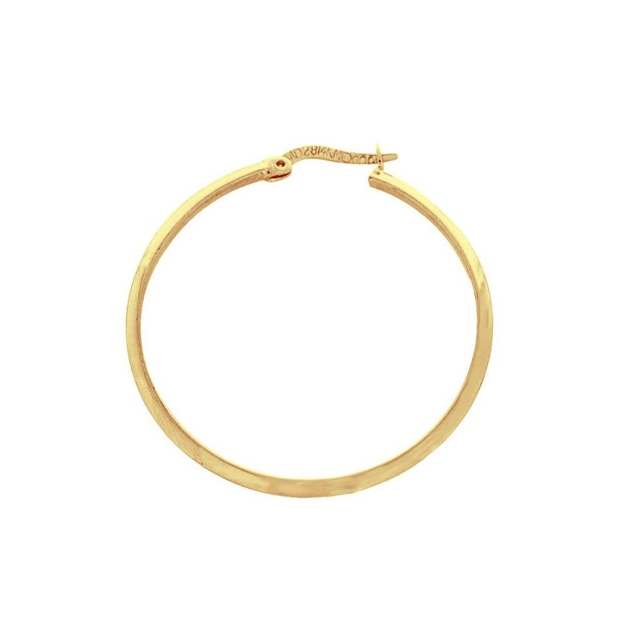 Joyeria Fina Infiniti Joyas Arracadas | Arracada Oro 14K- Tubo Triangular Liso 3 Cm Diametro