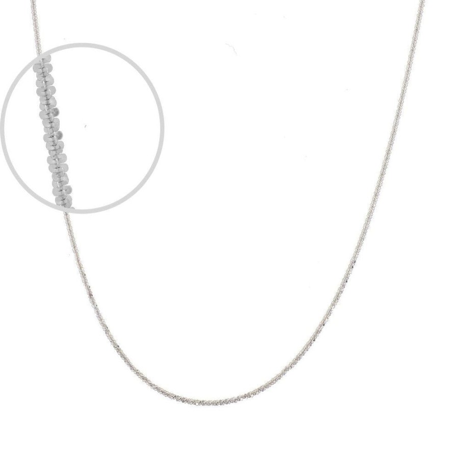 Joyeria Fina Infiniti Joyas Cadenas 10K | Cadena Oro Blanco 10K, Criss-Cross 45 Cm, Ancho 1 Mm