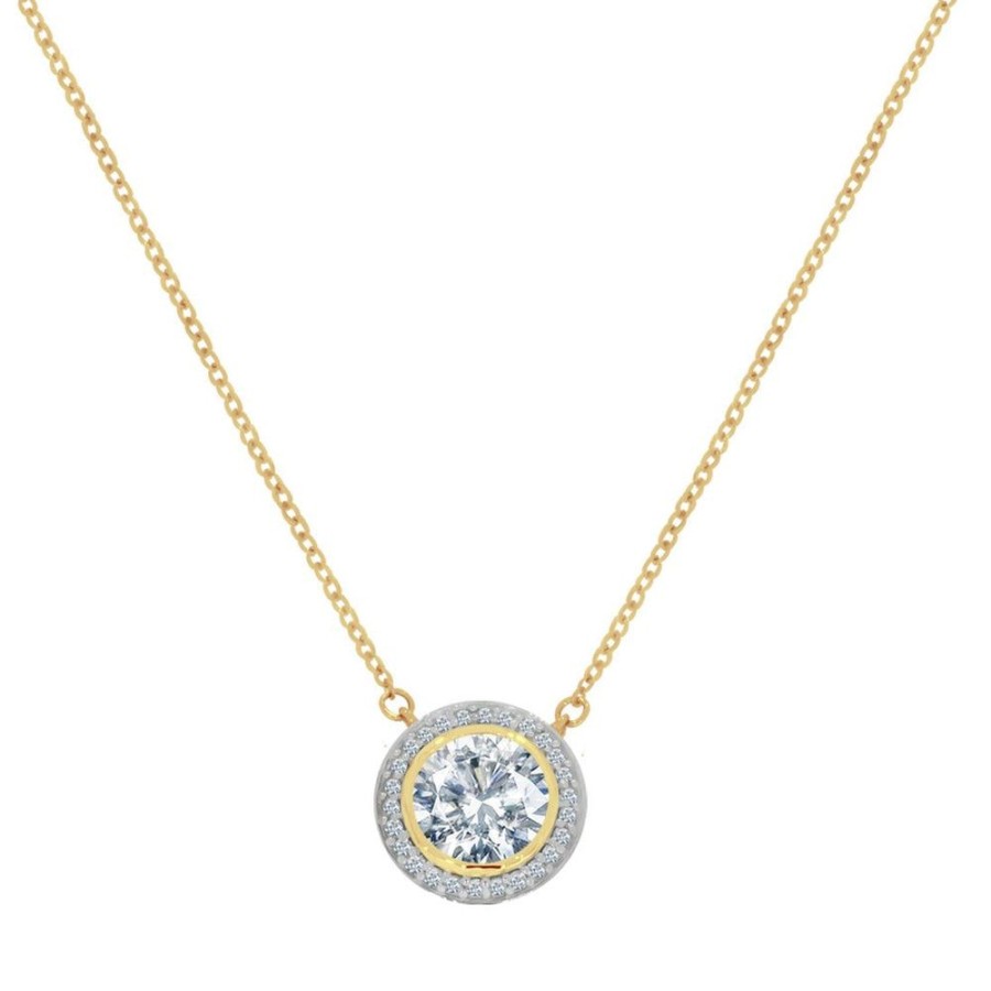 Joyeria Fina Infiniti Joyas Gargantillas | Gargantilla Oro 10K, Halo Con Zirconias, Cadena 45 Cm Largo