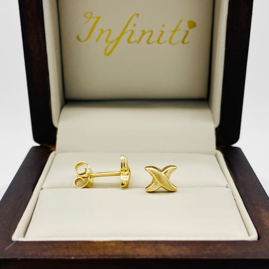 Joyeria Fina Infiniti Joyas Broqueles | Broquel X, Oro 14K