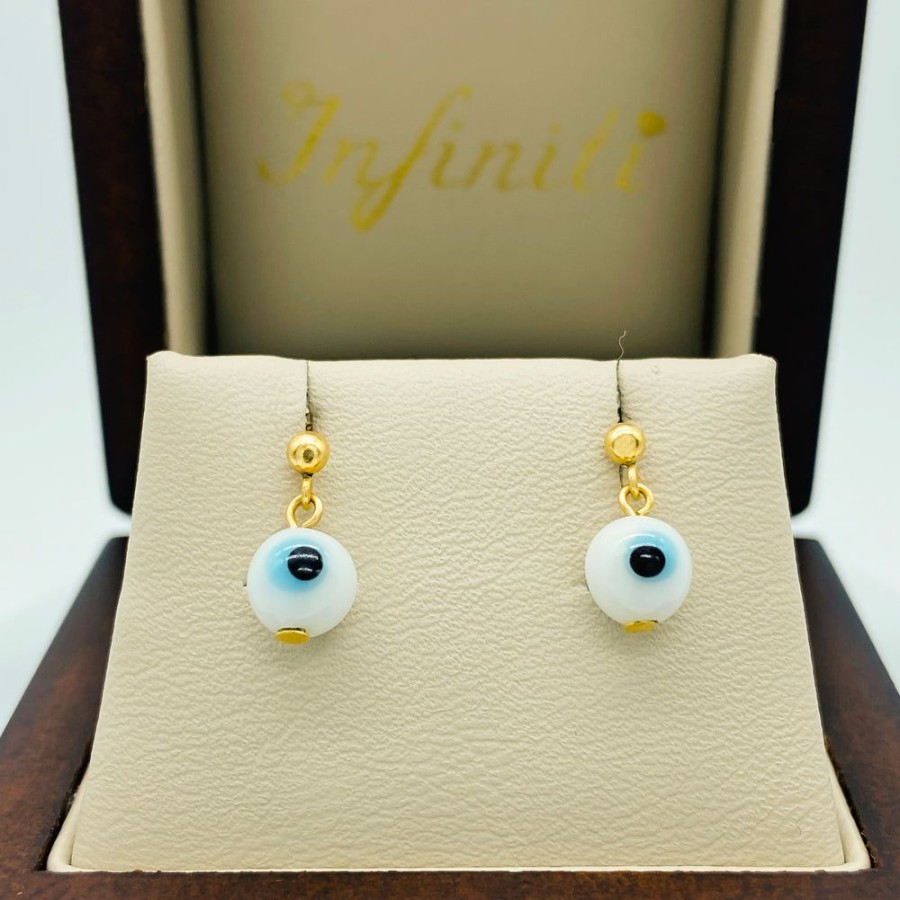 Joyeria Fina Infiniti Joyas Broqueles | Broquel Oro 14K - Ojo Turco Colgando