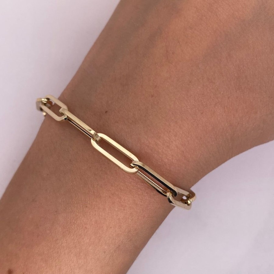 Joyeria Fina Infiniti Joyas Pulseras Dama | Pulsera Oro 14K - Estilo Clip De 20 Cm Larga