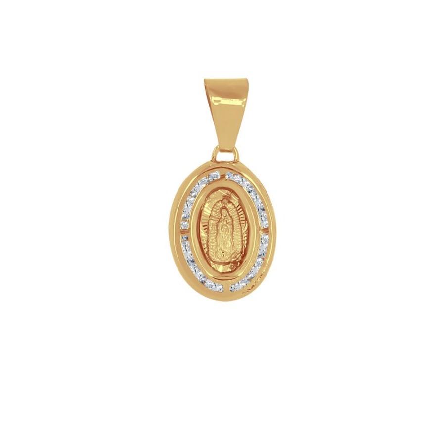 Joyeria Fina Infiniti Joyas Medallas | Medalla Oro 10K - Virgen De Guadalupe 1.7 Cm Con Zirconias