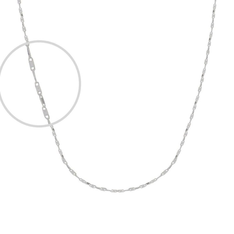 Joyeria Fina Infiniti Joyas Cadenas 14K | Cadena Oro Blanco 14K Espejo 45 Cm, Ancho 1 Mm