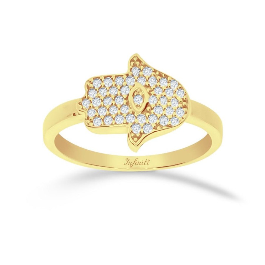 Joyeria Fina Infiniti Joyas Anillos Varios | Churumbela Oro 10K, Mano De Fatima Con Zirconias