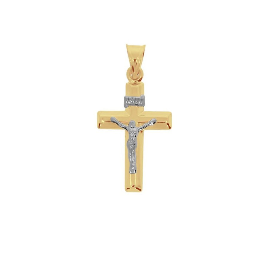 Joyeria Fina Infiniti Joyas Cruces | Cruz Oro 10K - Cristo Blanco En Forma De Tubo, Alto 3 Cm