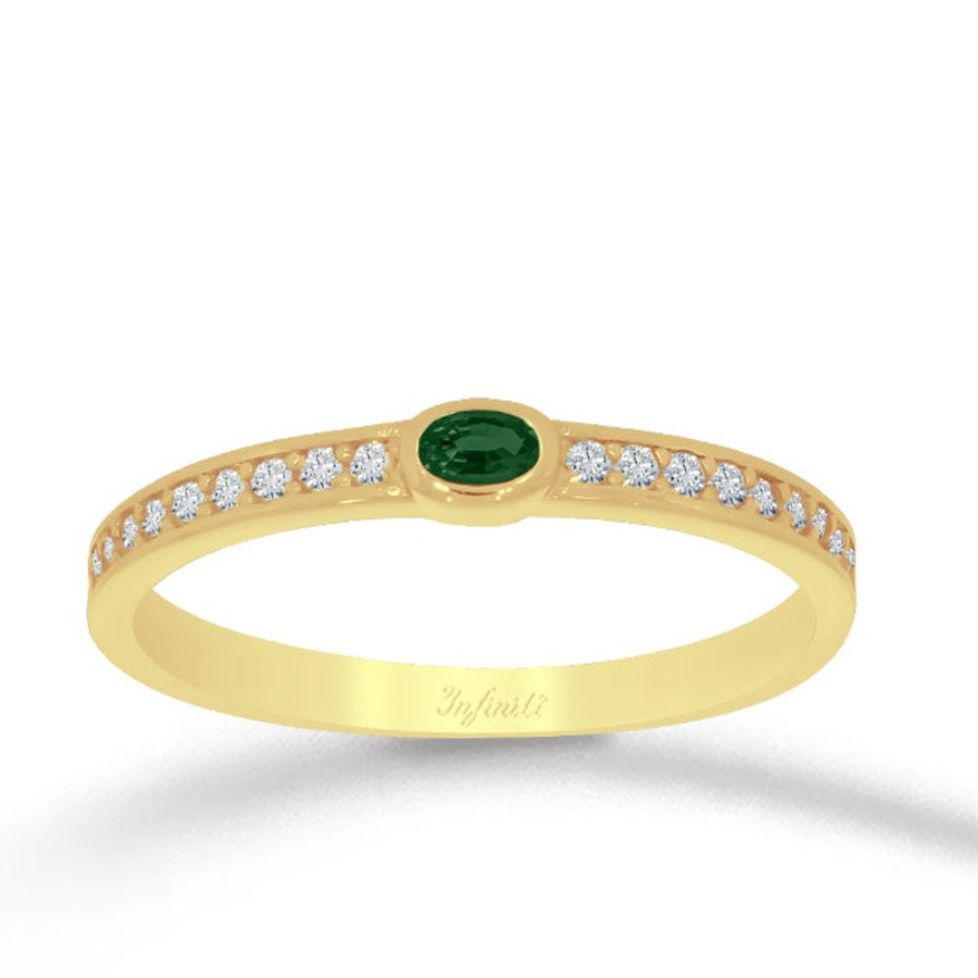 Joyeria Fina Infiniti Joyas Churumbelas | Anillo Oro 10K - Zirconia Verde