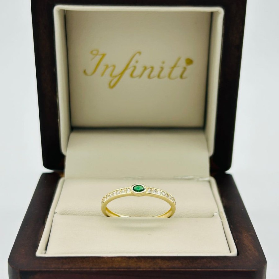 Joyeria Fina Infiniti Joyas Churumbelas | Anillo Oro 10K - Zirconia Verde