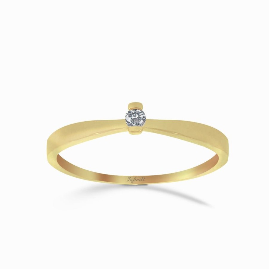 Joyeria Fina Infiniti Joyas Anillos De Compromiso | Anillo Oro 14K - Solitario Diamante De 4 Puntos