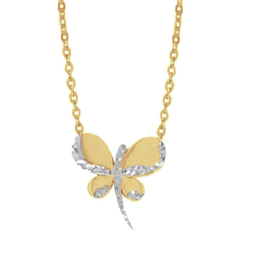 Joyeria Fina Infiniti Joyas Gargantillas | Gargantilla Oro 10K, Con Dije Mariposa De 43 Cm Largo