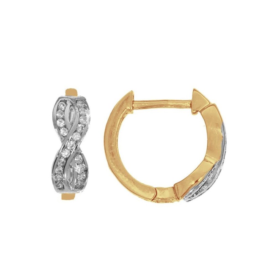 Joyeria Fina Infiniti Joyas Huggies | Arracada Huggies Oro 10K, Infinito Con Zirconias, 1.3 Cm De Diametro, Oro 10K