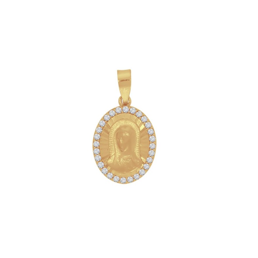 Joyeria Fina Infiniti Joyas Medallas | Medalla Oro 10K - Virgen De Guadalupe Con Zirconias