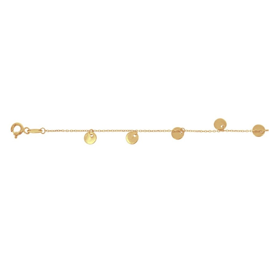 Joyeria Fina Infiniti Joyas Dama | Tobillera Oro 10K - Circulos Colgando, Largo 24-26 Cm