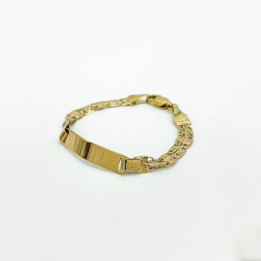 Joyeria Fina Infiniti Joyas Nino & Bebe | Esclava Oro 10K - Florentino Con Doble Eslabon, 12.5 Cm Largo