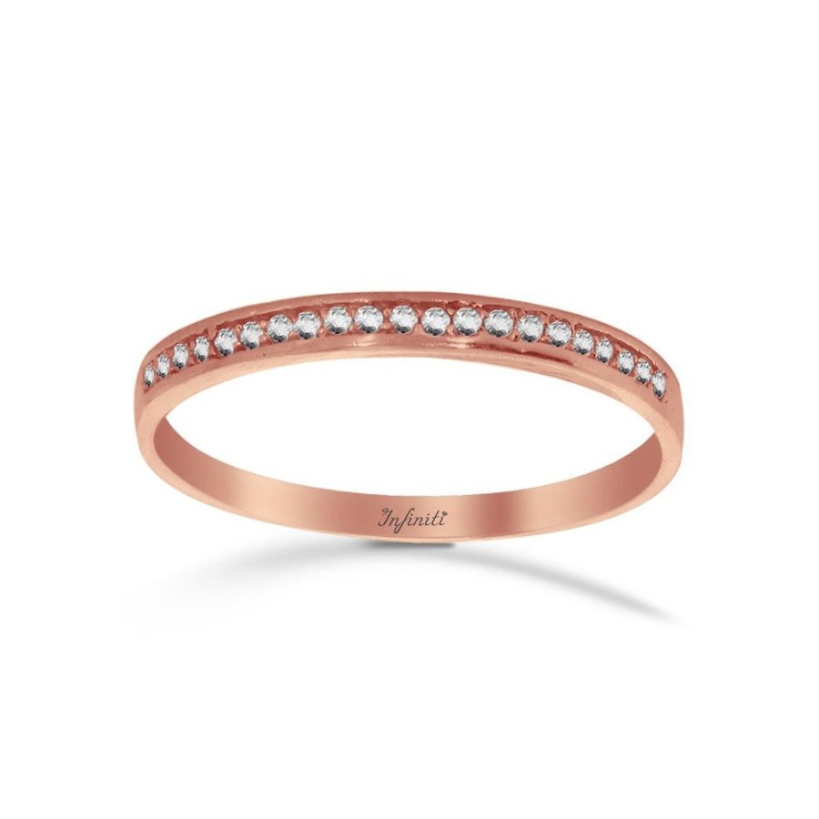 Joyeria Fina Infiniti Joyas Churumbelas | Churumbela Oro Rosa 14K - Canal Zirconias 0.5 Mm