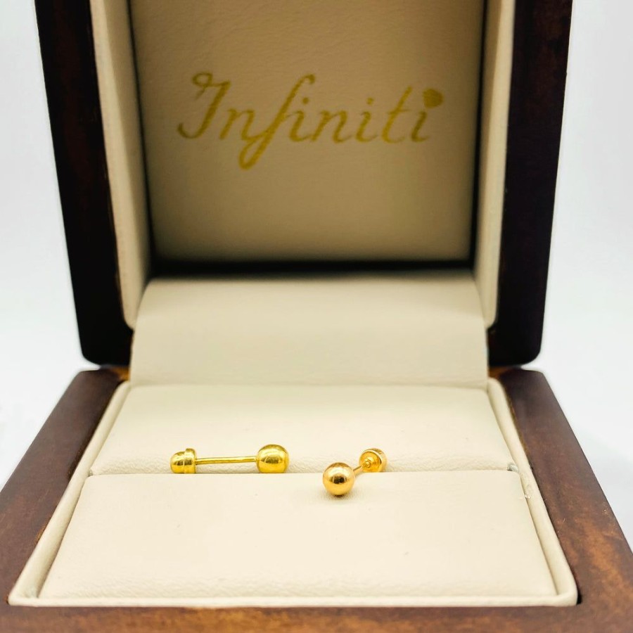 Joyeria Fina Infiniti Joyas Broqueles | Broquel Liso 3 Mm, Oro 18K