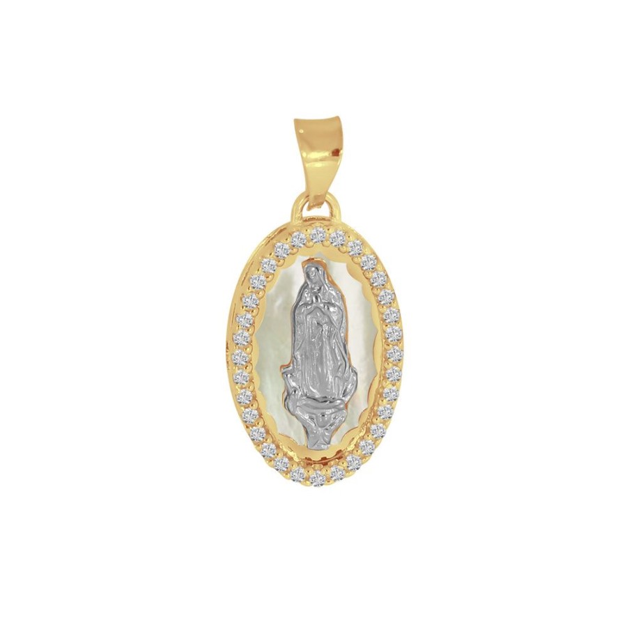 Joyeria Fina Infiniti Joyas Medallas | Medalla Oro 10K - Virgen De Guadalupe 2.3 Cm Con Zirconias