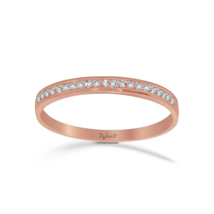 Joyeria Fina Infiniti Joyas Churumbelas | Churumbela Oro Rosa 10K, Estilo Canal Zirconias 1 Mm