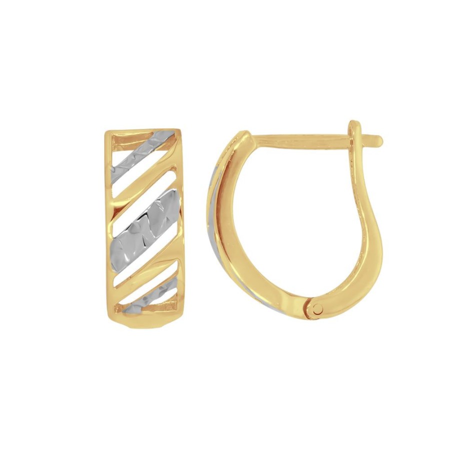 Joyeria Fina Infiniti Joyas Aretes | Arete Oro 10K - Ondas Con Oro Blanco