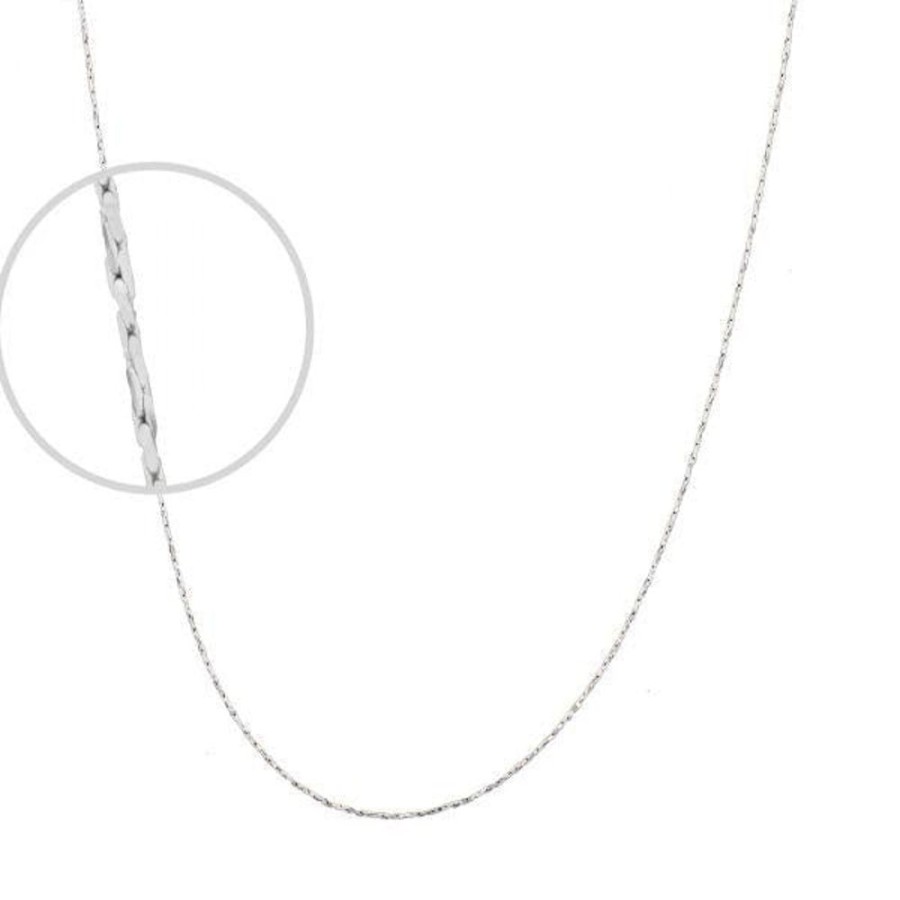 Joyeria Fina Infiniti Joyas Cadenas 10K | Cadena Oro Blanco 10K Cardano Diamantada 45 Cm, Ancho 0.6 Mm