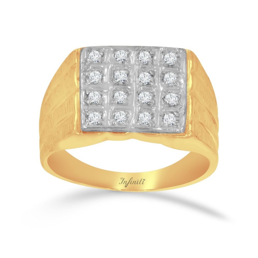 Joyeria Fina Infiniti Joyas Anillos Varios | Anillo Oro 10K - Estilo Cuadrado Con Zirconias