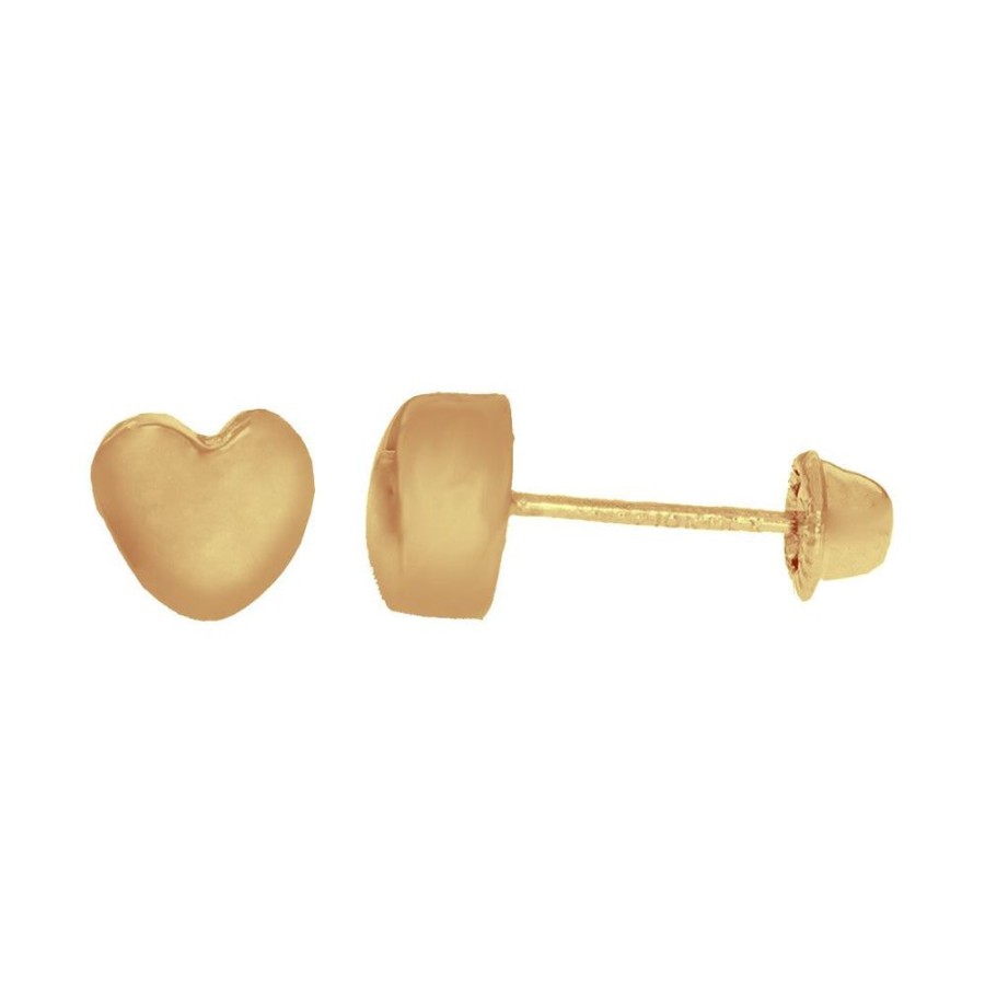 Joyeria Fina Infiniti Joyas Broqueles | Broquel Corazon Liso, Oro 10K