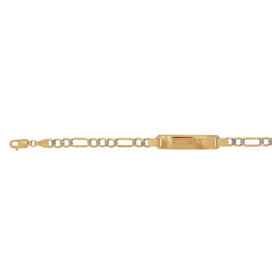 Joyeria Fina Infiniti Joyas Dama | Esclava Oro 10K - Tejido 3 X 1 Diamantada Con Placa, 15 Cm Largo