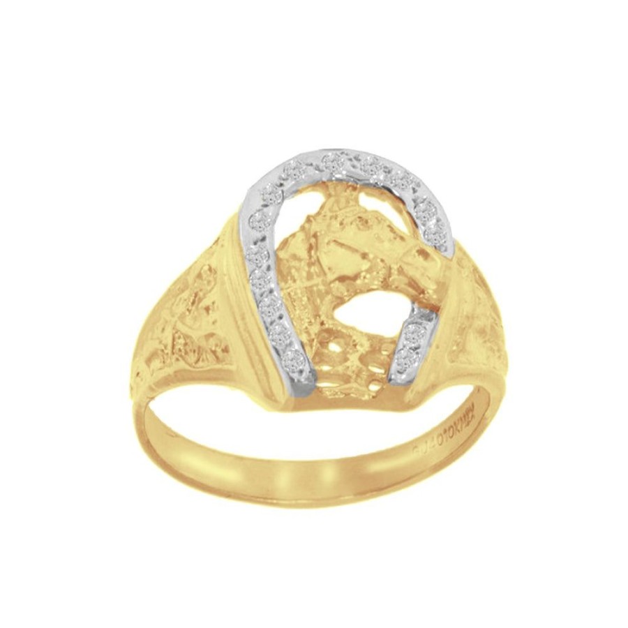 Joyeria Fina Infiniti Joyas Caballero | Anillo Oro 10K, Herradura Con Zirconias