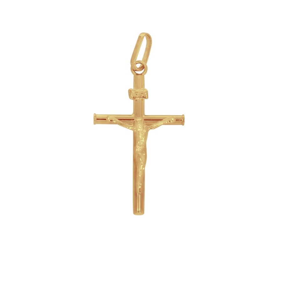 Joyeria Fina Infiniti Joyas Cruces | Cruz Oro 10K Con Cristo - Forma Tubo, Alto 3.8 Cm, Ancho 1.9 Cm