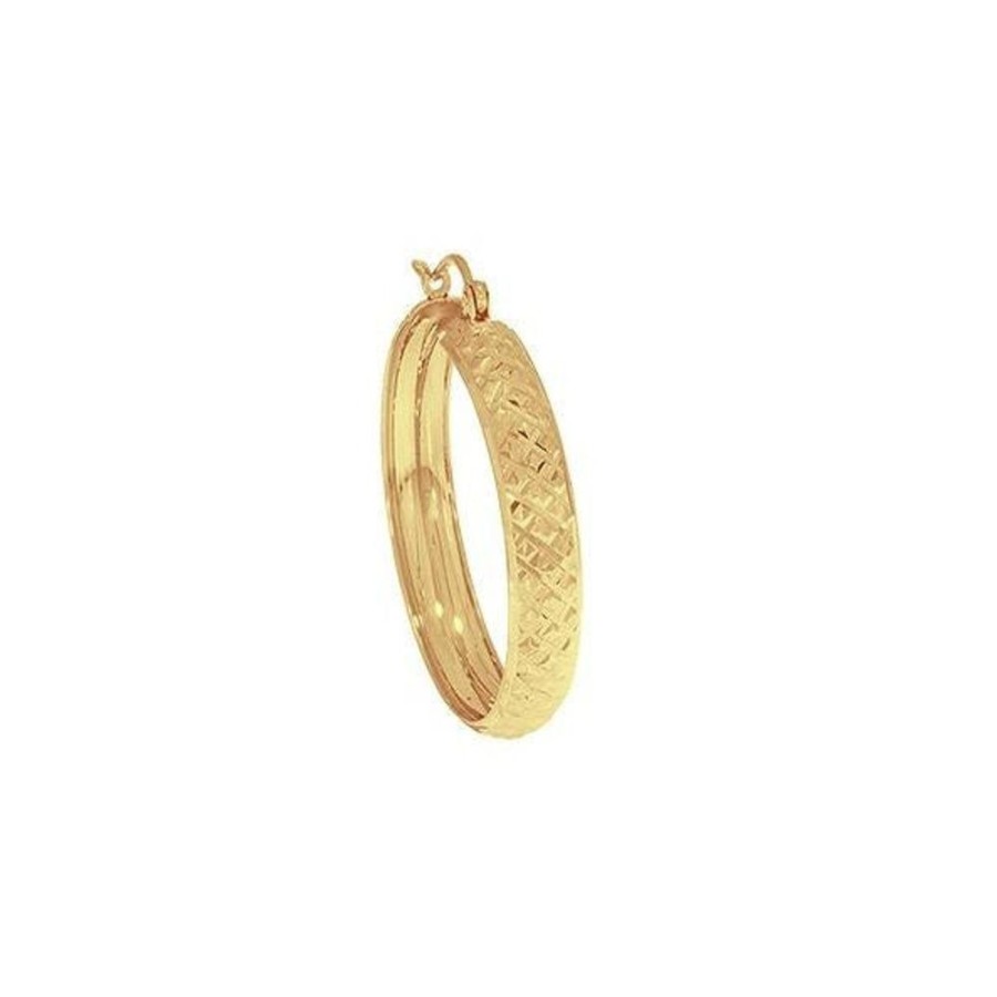 Joyeria Fina Infiniti Joyas Arracadas | Arracada Oro 10K - Tubo Diamantado Biselado 1.8 Cm Diametro