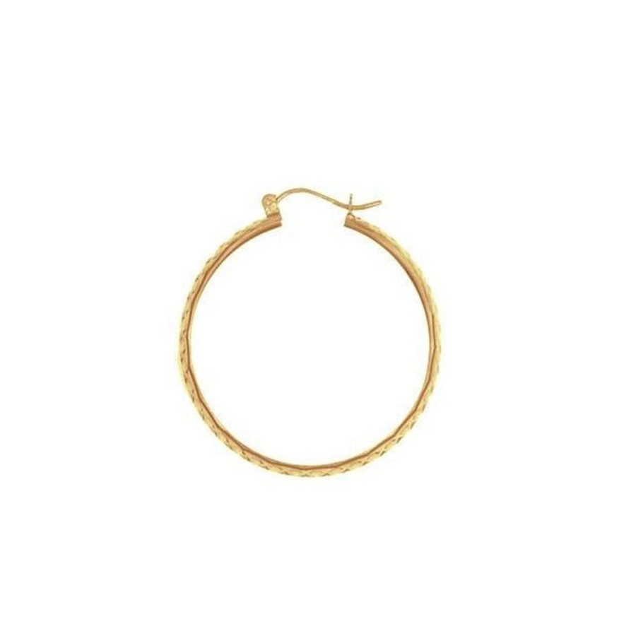 Joyeria Fina Infiniti Joyas Arracadas | Arracada Oro 10K - Tubo Diamantado Biselado 1.8 Cm Diametro