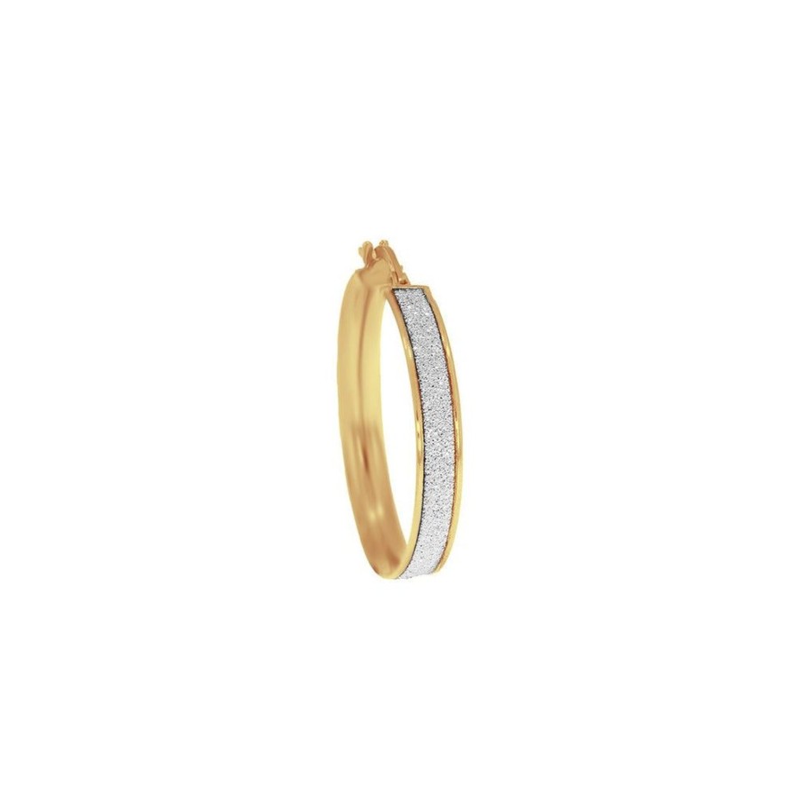 Joyeria Fina Infiniti Joyas Arracadas | Arracada Oro Italiano 10K - Diamantada Con Rodhio, 2 Cm Diametro