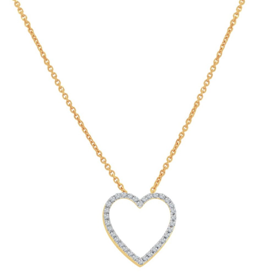 Joyeria Fina Infiniti Joyas Gargantillas | Gargantilla Oro 14K - Corazon Con Diamantes 11 Pts Totales