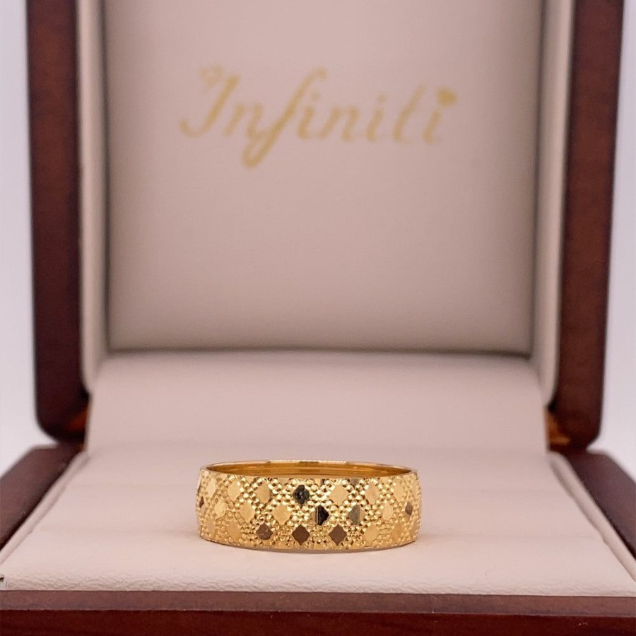 Joyeria Fina Infiniti Joyas Argollas Matrimoniales | Argolla Oro 10K - Texturizada 6 Mm Ancho