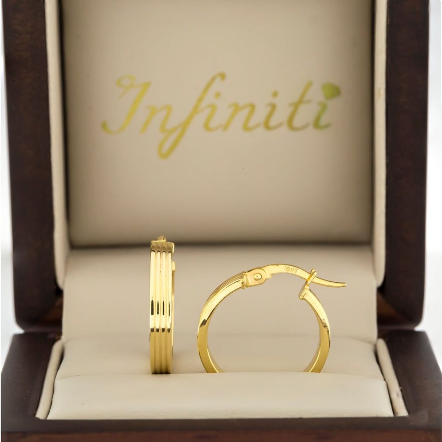 Joyeria Fina Infiniti Joyas Arracadas | Arracada Oro 10K - Texturizada 1.8 Y 2.3 Cm Diametro