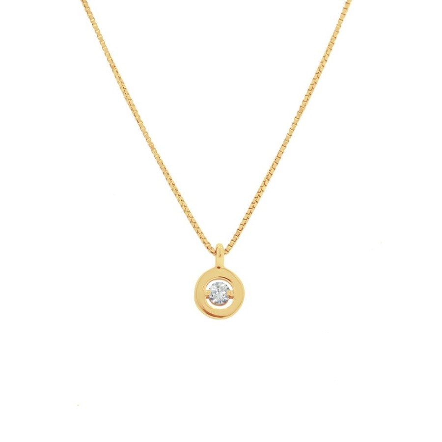 Joyeria Fina Infiniti Joyas Gargantillas | Gargantilla Oro 14K - Dije Redondo Con Diamante 4 Puntos