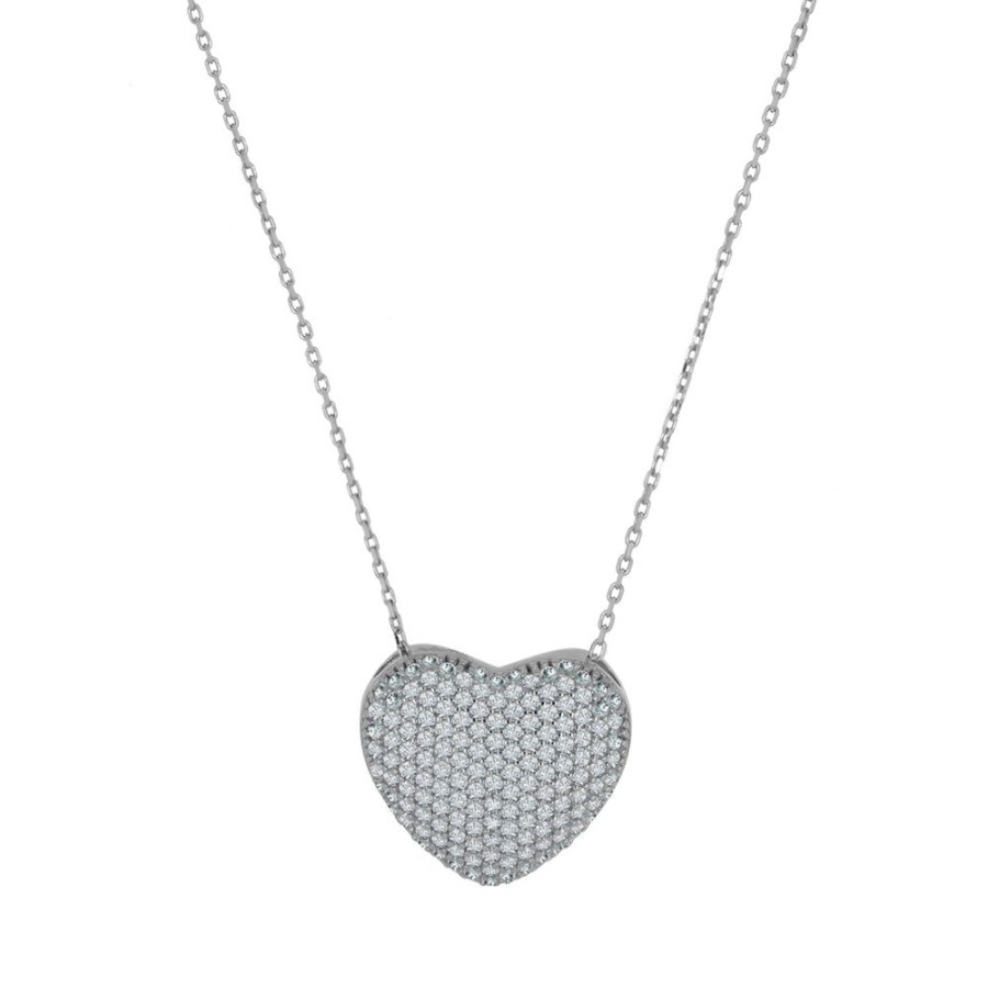 Joyeria Fina Infiniti Joyas Gargantillas | Gargantilla Oro Blanco 10K - Corazon Con Zirconias