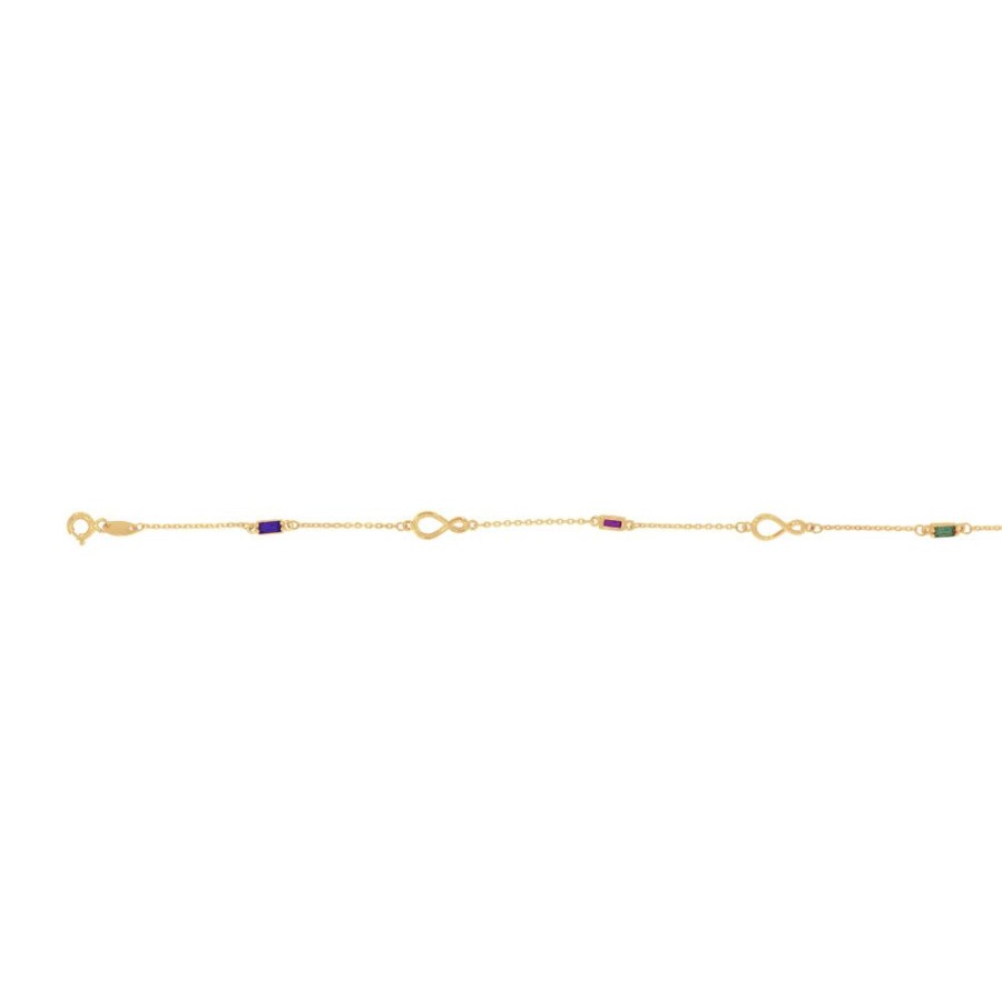 Joyeria Fina Infiniti Joyas Pulseras Dama | Pulsera Oro 10K - Zirconias De Colores Con Infintitos, Largo 18 Cm