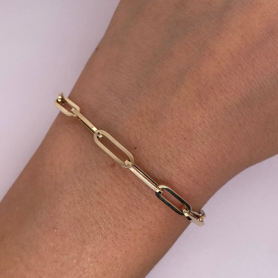 Joyeria Fina Infiniti Joyas Pulseras Dama | Pulsera Oro 14K - Estilo Clip De 18 Cm Larga