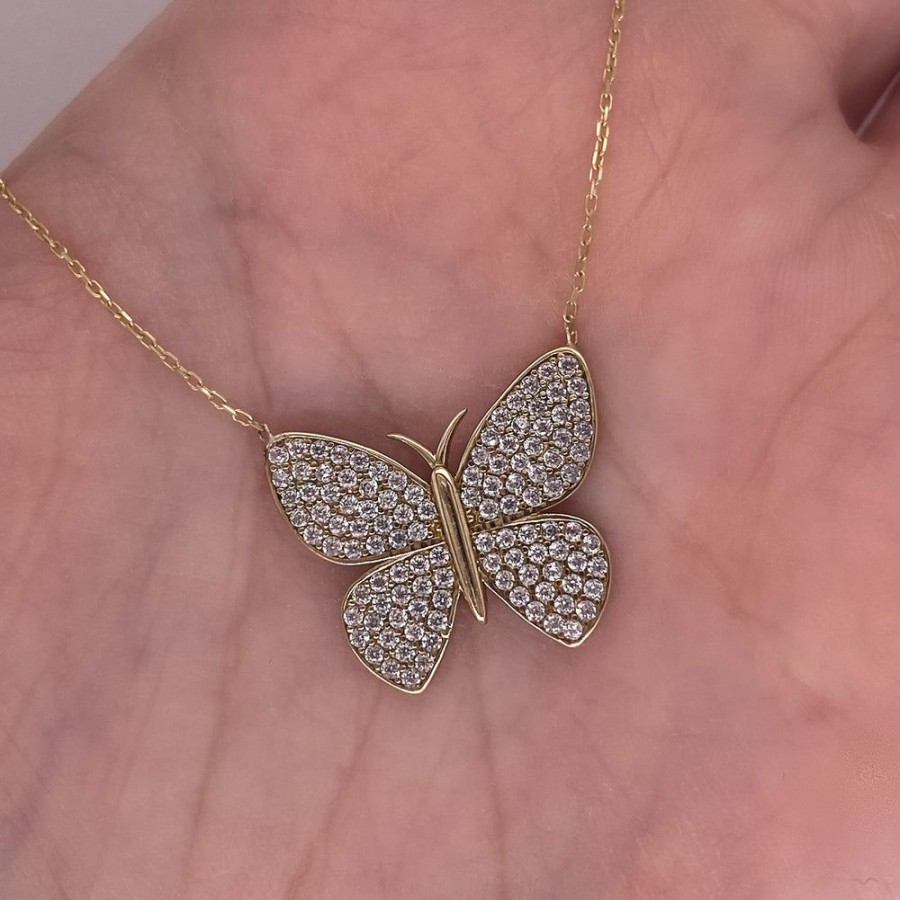 Joyeria Fina Infiniti Joyas Gargantillas | Gargantilla Oro 10K - Mariposa Con Zirconias