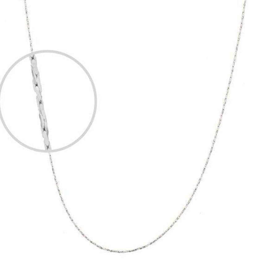 Joyeria Fina Infiniti Joyas Cadena Bebe | Cadena Oro Blanco 10K Cardano Diamantada 40 Cm, Ancho 0.6 Mm